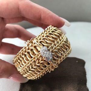 14k gold plated S bracelet (real diamonds)